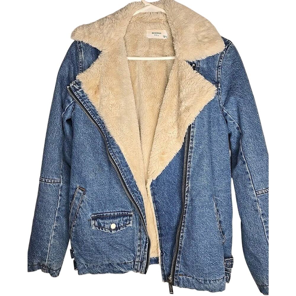 Reserved YFL Denim And Faux Fur Lined Jacket Eur 34 UK 6 US Small great Cond. - Picture 4 of 8